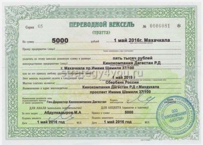 как выглядит простой переводной вексель