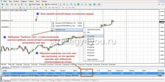 проставление трейлинг-стопа