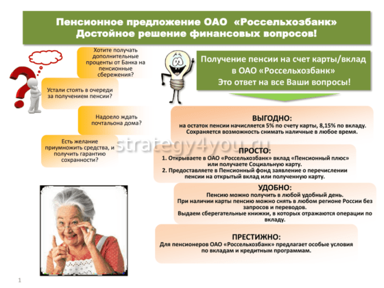 Предложение «Россельхозбанка» для пенсионеров
