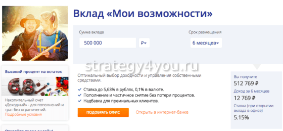 промсвязьбанк вклад мои возможности