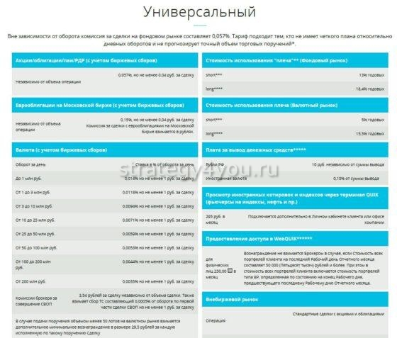 тариф универсальный брокера открытие