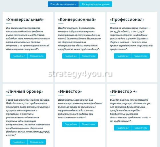 тарифы брокера открытие