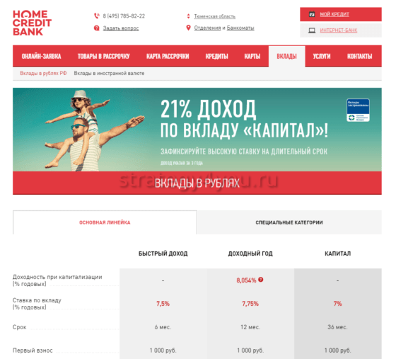 Виды вкладов в рублях Хоум кредит банк