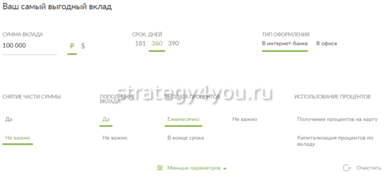 Выбор вклада в банке Русский Стандарт