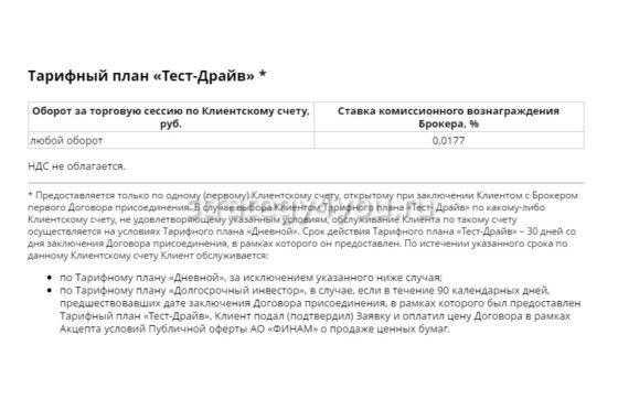 Тарифный план тест-драйв