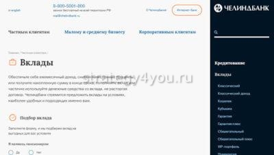 Вклады в Челиндбанке