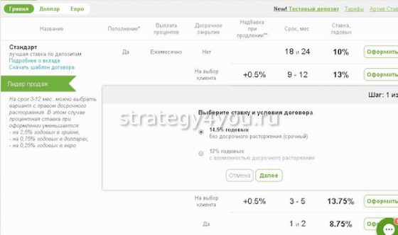 Депозит Стандарт в Приватбанке